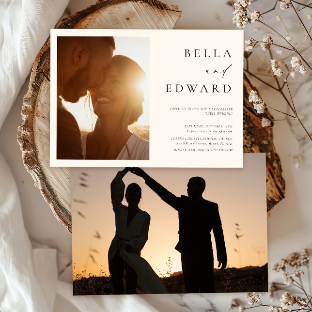 Boho Minimalist Photo Wedding Invitation (Creator Uploaded)