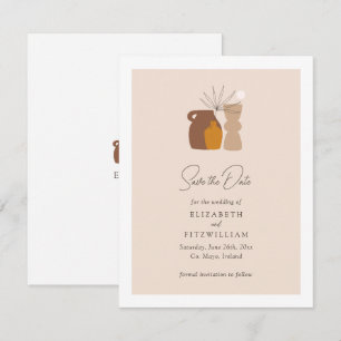 Boho Minimalist Plant Pots Initials Wedding Of Save The Date
