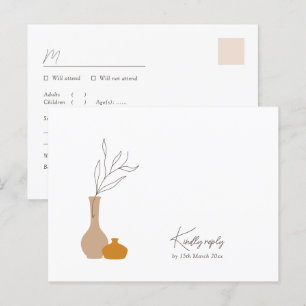 Boho Minimalist Plant Pots RSVP Meal Choice Postcard