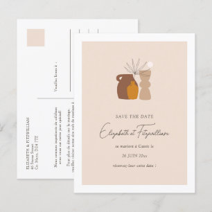 Boho Minimalist Plant Pots Save the Date Announce Announcement Postcard