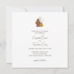 Boho Minimalist Plant Pots Wedding Of Invitation