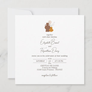 Boho Minimalist Plant Pots Wedding Square Invitation