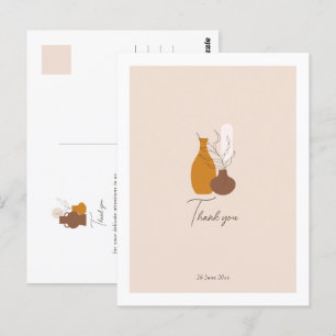 Boho Minimalist Plant Pots Wedding Thank You  Postcard