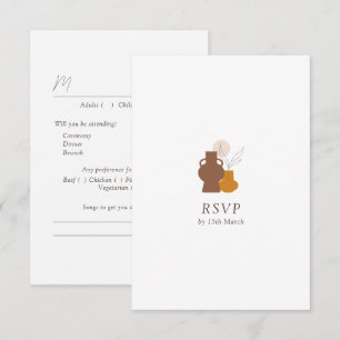 Boho Minimalist Plant Pots with Song+Meal Request  RSVP Card