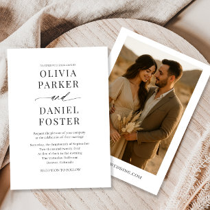 Boho Minimalist Rustic Photo Wedding Invitation