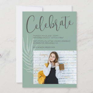 Boho Minimalist Sage Green Graduation Invitation