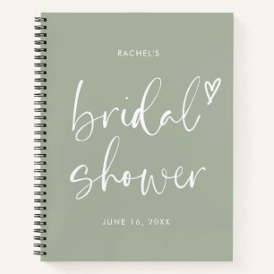 Boho Minimalist Sage Green Script Bridal Shower  Notebook