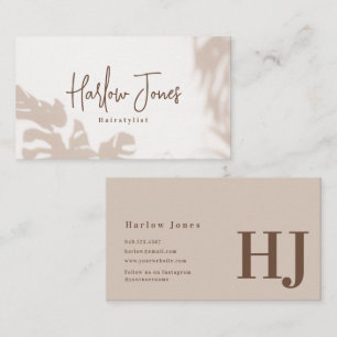 Boho Minimalist Signature Monstera Leaf Shadow Business Card