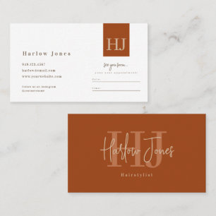 Boho Minimalist Signature Terracotta Appointment Business Card