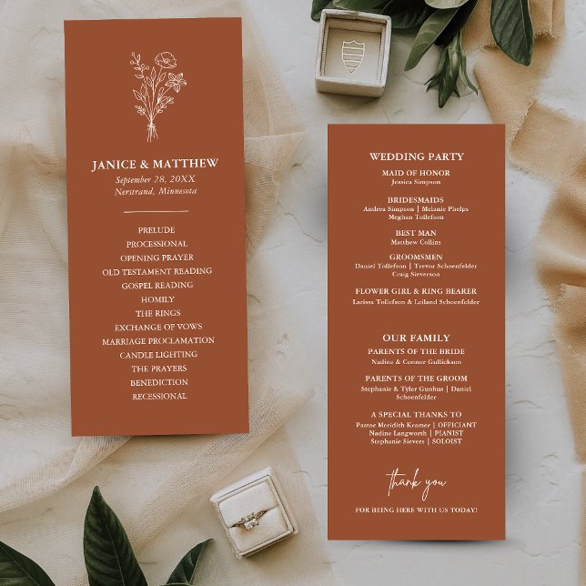 Boho Minimalist Terracotta Wedding Program (Creator Uploaded)