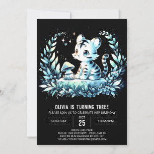 Boho Minimalist Tiger Birthday Invitation