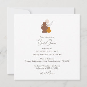 Boho Minimalist Vases Bridal Shower Square Invitation