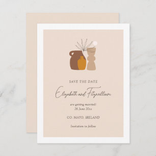 Boho Minimalist Vases Couples Initials  Save The Date