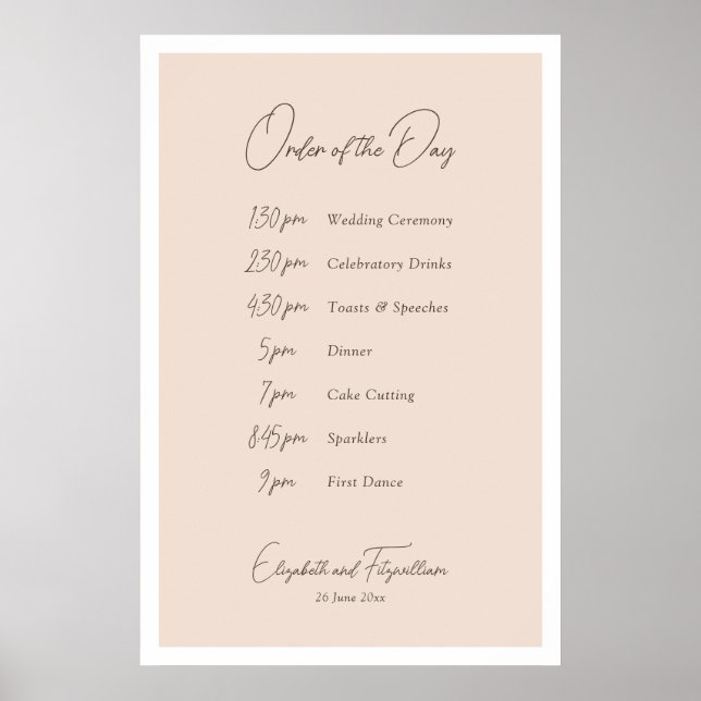 Boho Minimalist Vases Order of Events  Poster (Front)