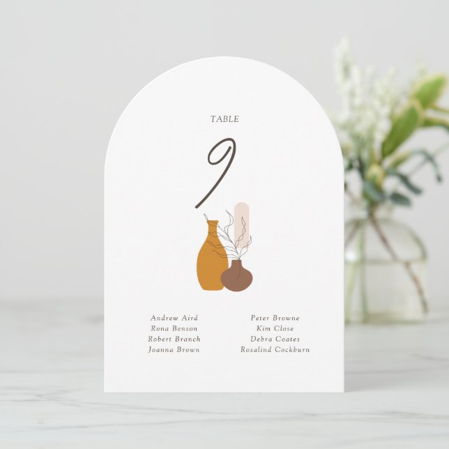 Boho Minimalist Vases Wedding Seating Chart Card  (Standing Front)