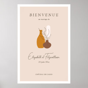 Boho Minimalist Vases Wedding Welcome Sign Poster