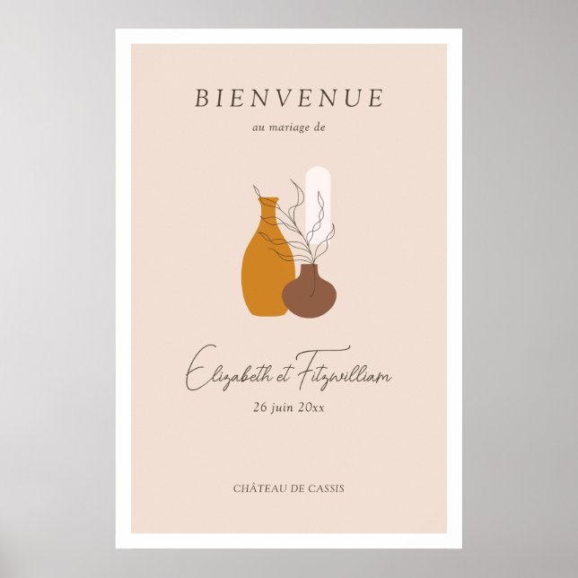 Boho Minimalist Vases Wedding Welcome Sign Poster (Front)