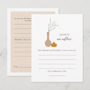 Boho Minimalist Vases Wedding Well Wishes  Advice Card