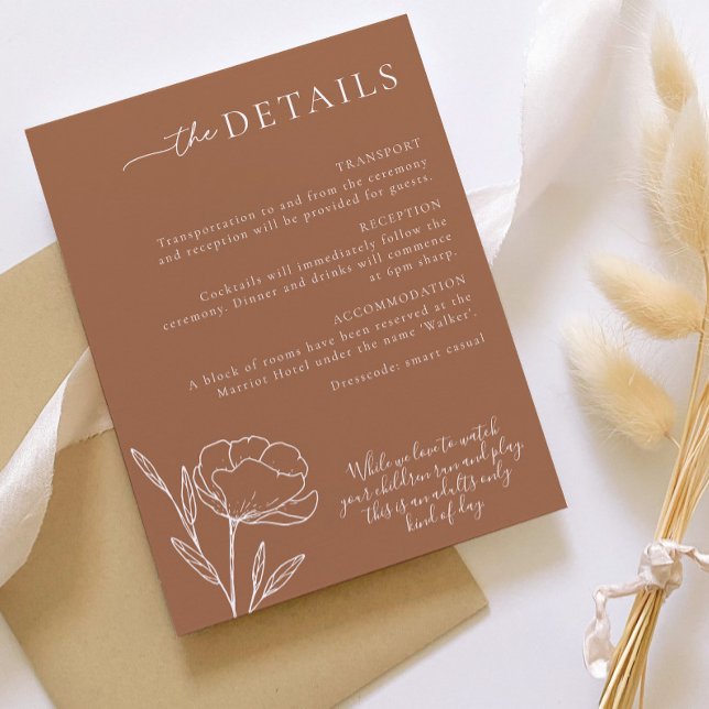 Boho Minimalist Wedding Details Enclosure Card (HADLEY Wedding Suite - Details Card | Matching items available)