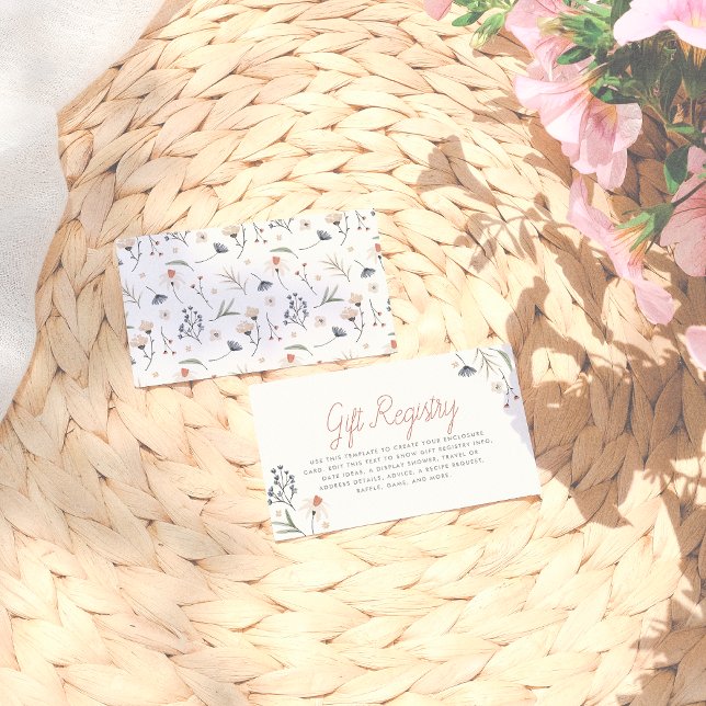 Boho Minimalist Wildflowers Bridal Shower Enclosure Card (Creator Uploaded)