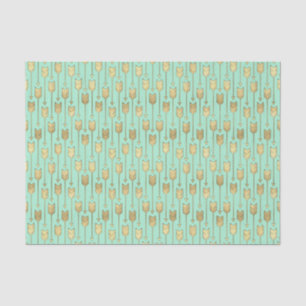 Boho Mint and Faux Gold Arrows Pattern Tissue Paper