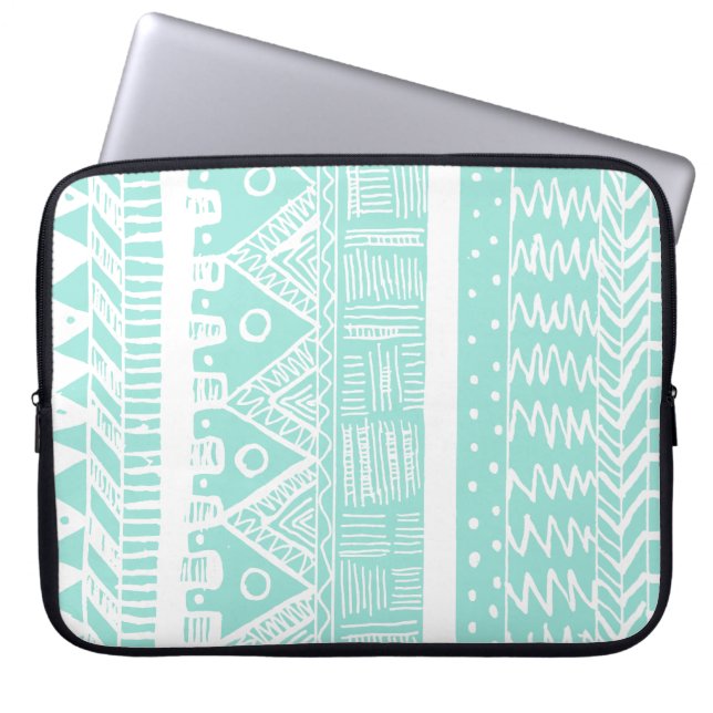 Boho Mint Aztec Laptop Sleeve (Front)