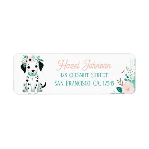 Boho Mint Green Puppy Dalmatian Return Address Label