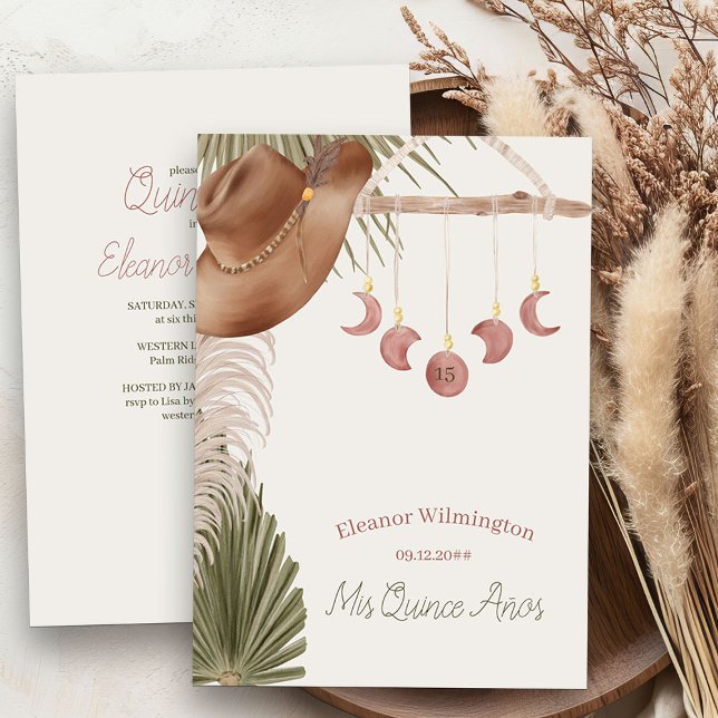 Boho Mis Quince Anos Rustic Western Quinceanera Invitation (Mis Quince invitations from my Western Boho Quinceanera Collection)
