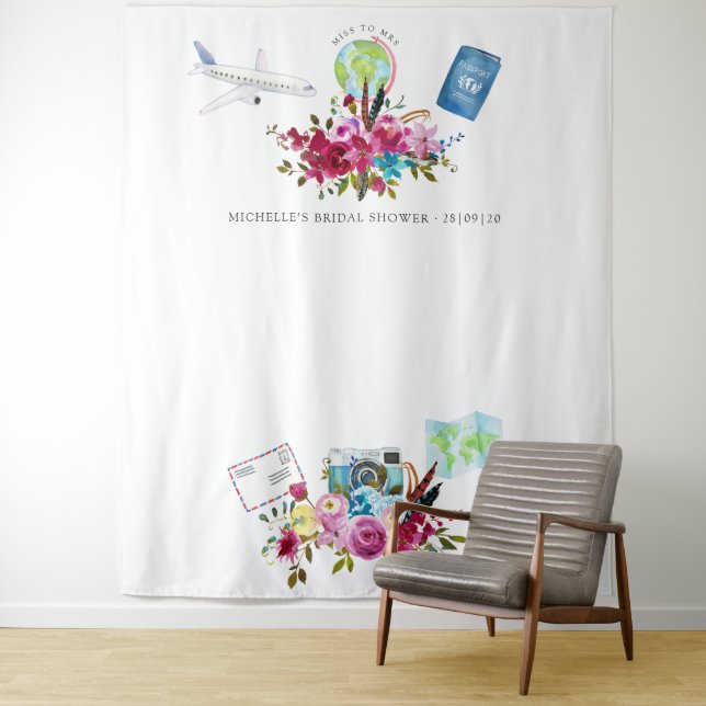Boho Miss To Mrs Bridal Shower Photo Booth Tapestry (In Situ)