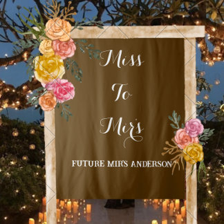 Boho "Miss to Mrs" Custom Bridal Shower Backdrop Tapestry
