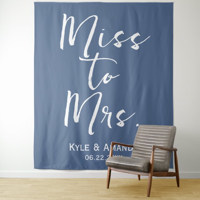 Boho Miss to Mrs Wedding Bridal Shower Backdrop Tapestry (In Situ)