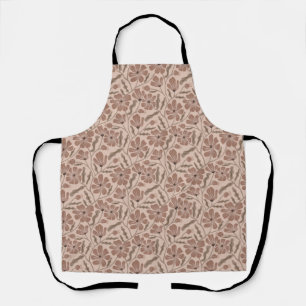 Boho Mocha Mousse Abstract Floral Pattern Apron