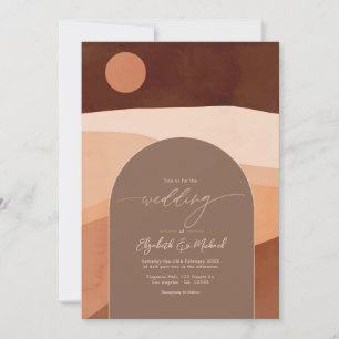 Boho Mocha Mousse Earthy Modern Wedding Photo Invitation