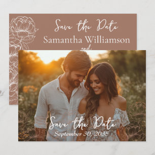 Boho Mocha Mousse Modern Minimalist Wedding Save The Date