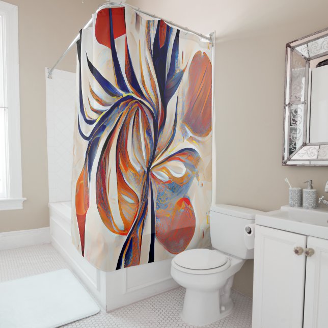 Boho Modern Abstract Artwork Shower Curtain (In Situ)