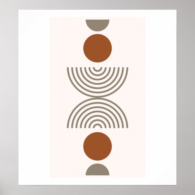 Boho Modern Abstract Geometric Botanical Art Poster (Front)