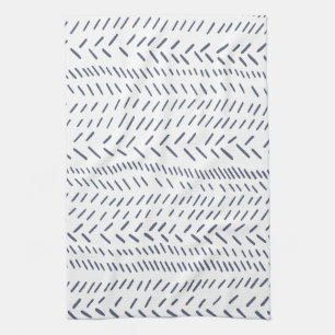 Boho Modern Abstract Mudcloth in Navy Tea Towel