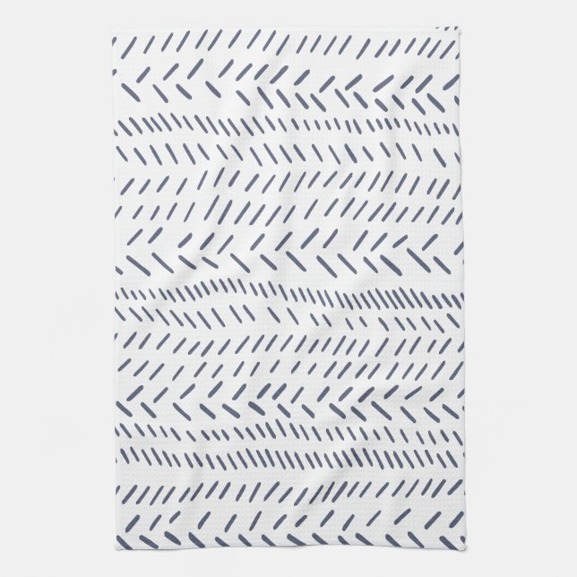 Boho Modern Abstract Mudcloth in Navy Tea Towel (Vertical)