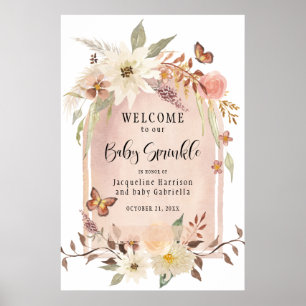 BOHO Modern Arch Fall Floral Sprinkle Welcome Poster
