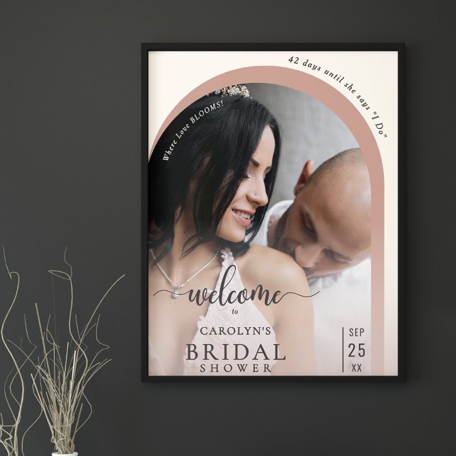 Boho Modern Arch Photo Bridal Shower Welcome Poster (Creator Uploaded)
