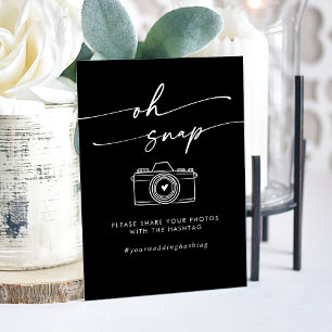 Boho Modern Black Oh Snap Wedding Hashtag Acrylic Sign