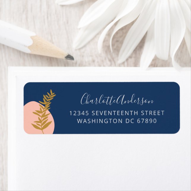 Boho Modern Botanical Art Blue Return Address Label (Insitu)