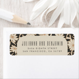 Boho Modern Botanical Black Ivory Return Address  Label