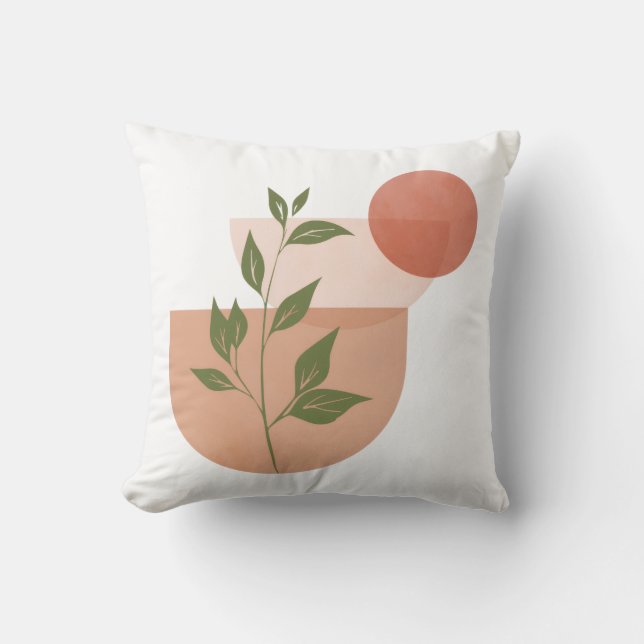 Boho Modern Botanical Throw Pillow Cover (Front)