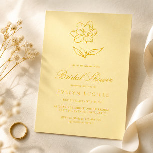 Boho Modern Butter Yellow Elegant Bridal Shower Invitation