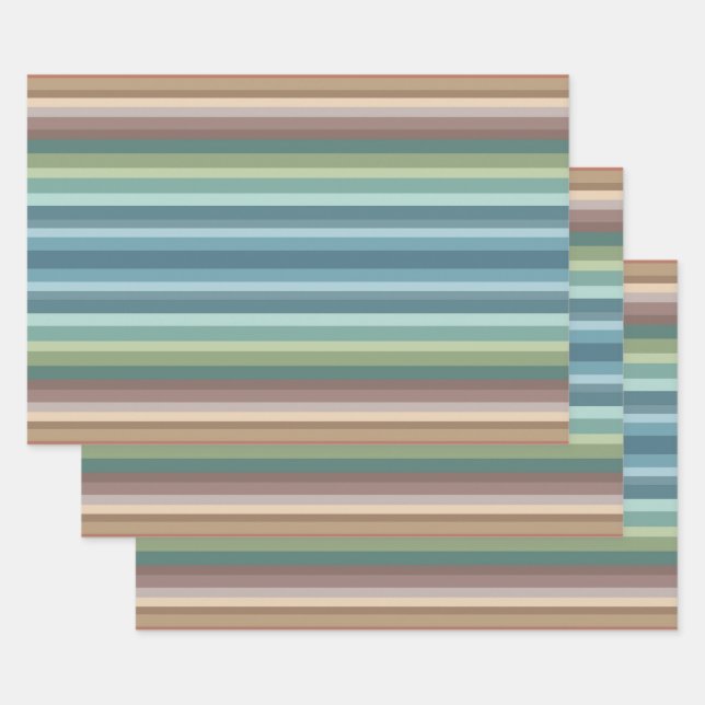 Boho Modern Chic Stripes  Wrapping Paper Sheet (Set)