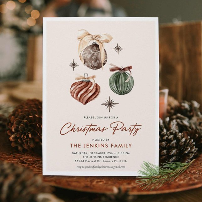 Boho Modern Christmas Party Invitation (Modern Christmas Party Invitation)