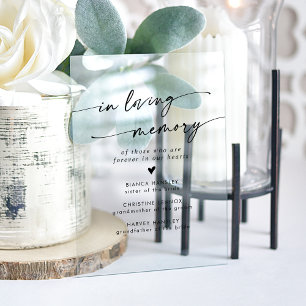Boho Modern Clear Acrylic Wedding In Loving Memory Sign