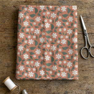 Boho Modern Daisy Pattern Terracotta Sage Fabric