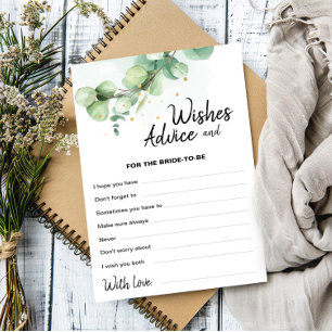 Boho Modern Eucalyptus Wedding Wishes Advice Card